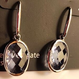 Belk Silverworks Fine Silver Plate Crystal Earrings.   New.